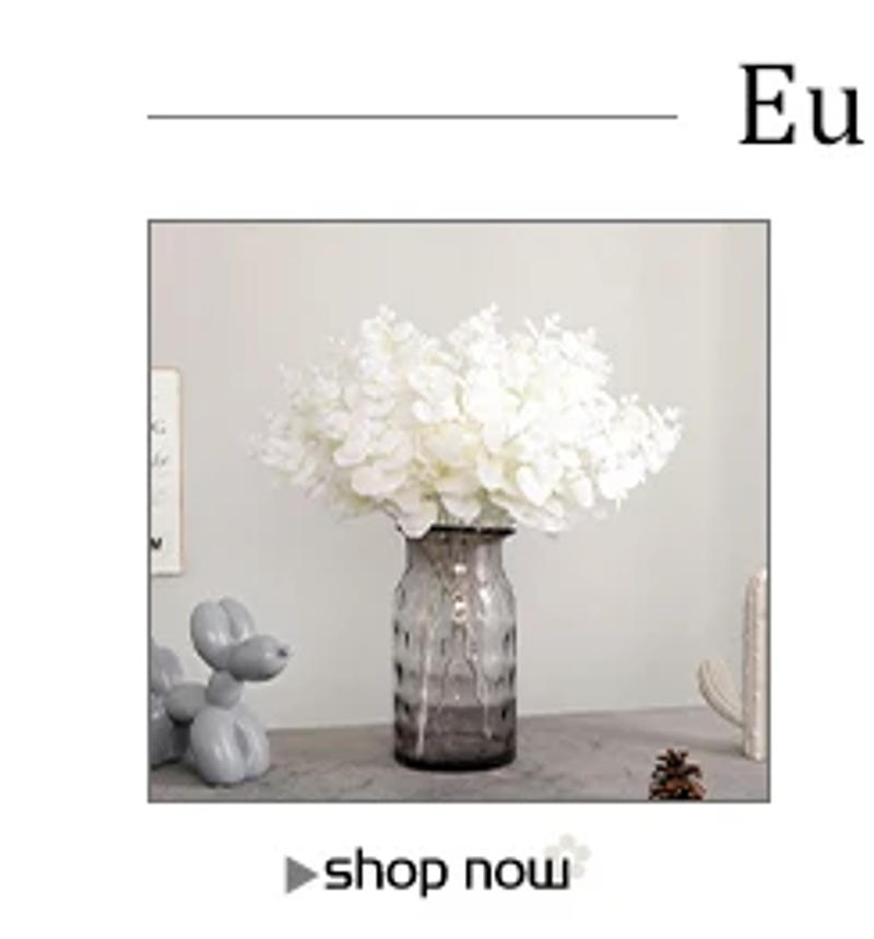 Description Picture 2 of itemBlack White Artificial Plants Eucalyptus Leaves For Home Decor Silk Plantas Artificiales & Dried Flower Bouquet Party Decoration