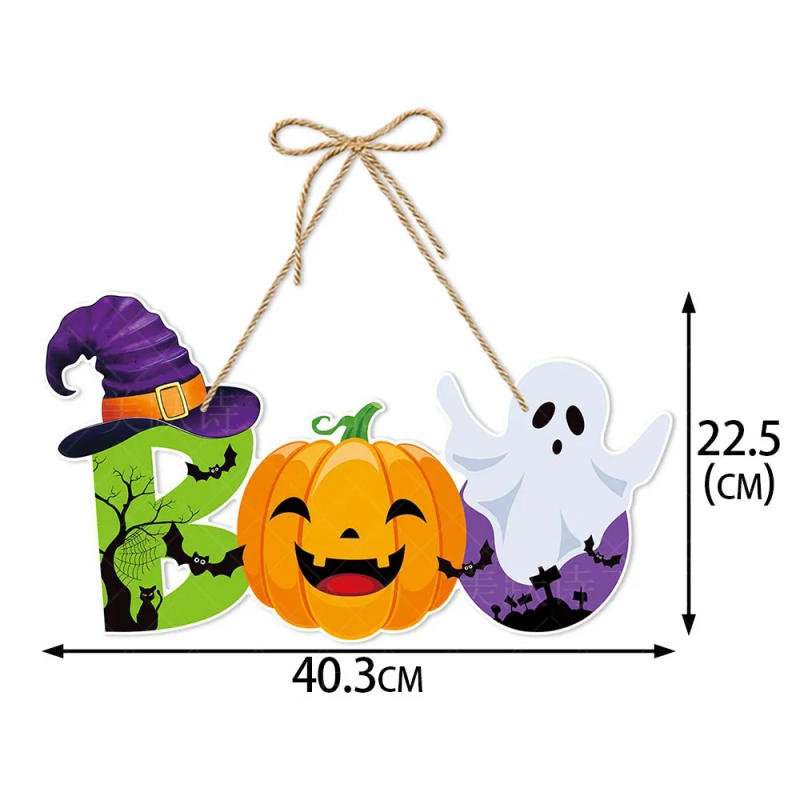 Description Picture 6 of itemHalloween Door Decorations Horror Pumpkin Ghost Bat Door Hanging Pendents for Home Halloween Festival Party Diy Decor Supplies