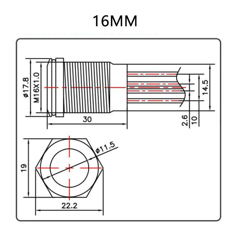 Description Picture 5 of item16mm 19mm Sensor Switches Round Head 12V 24V LED Dimmer Metal Touch Switch  Stepless Segmente White Blue Dual Light Push button