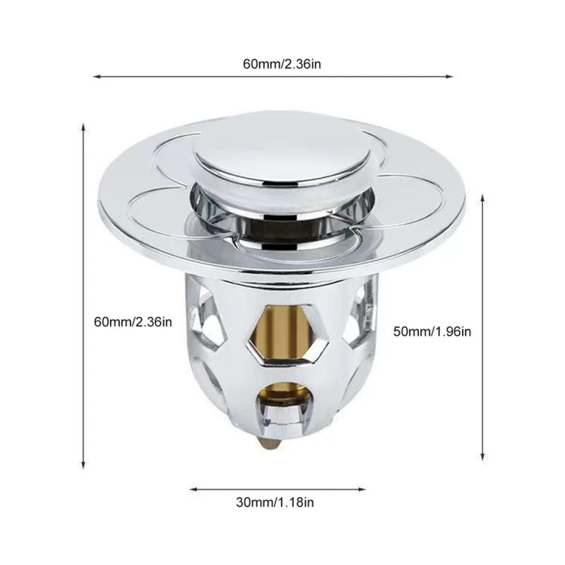 Description Picture 3 of itemUniversal Stainless Steel Basin Pop-Up Bounce Core Basin Drain Filter Hair Catcher Sink Strainer Bathtub Stopper Bathroom Tool