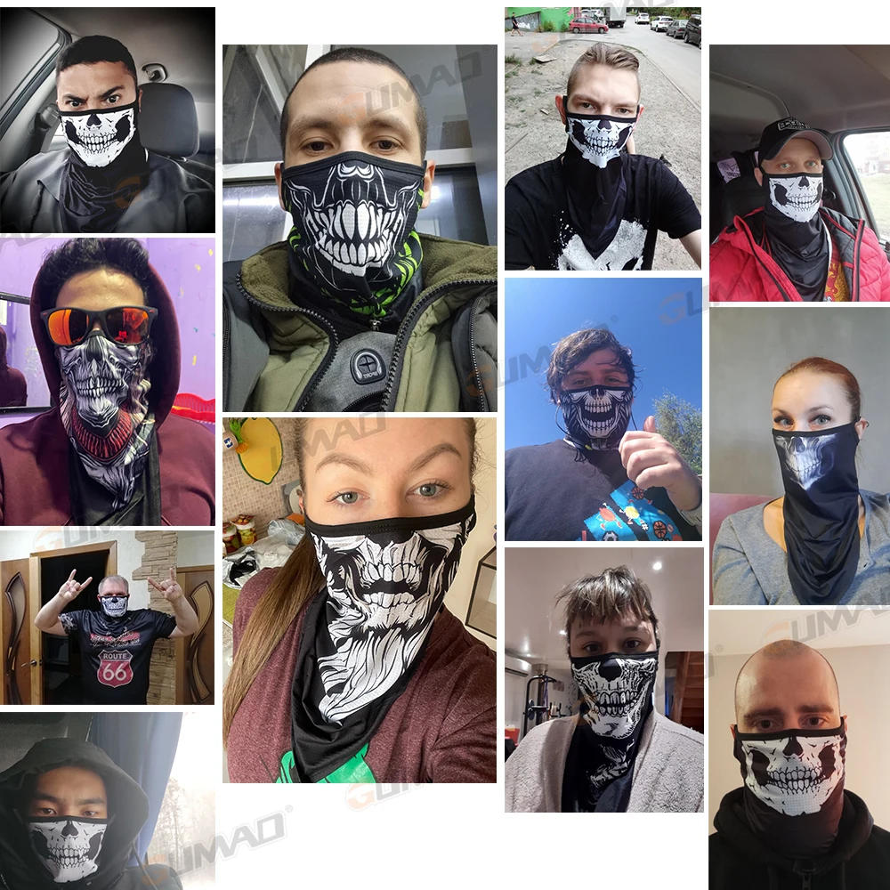 Description Picture 2 of item3D Skull Summer Bandana Hanging Ear Triangle Scarf Cycling Hiking Hunting Fishing Sports Bicycle Face Mask Neck Gaiter Men Women