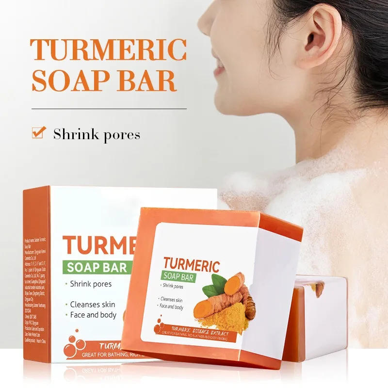 Description Picture 3 of itemHand Made Turmeric Soap Body Cleaning Lightening Dark Underarm Leg Body Cleansers Brightening Face Soap Tender Skin Care Beauty