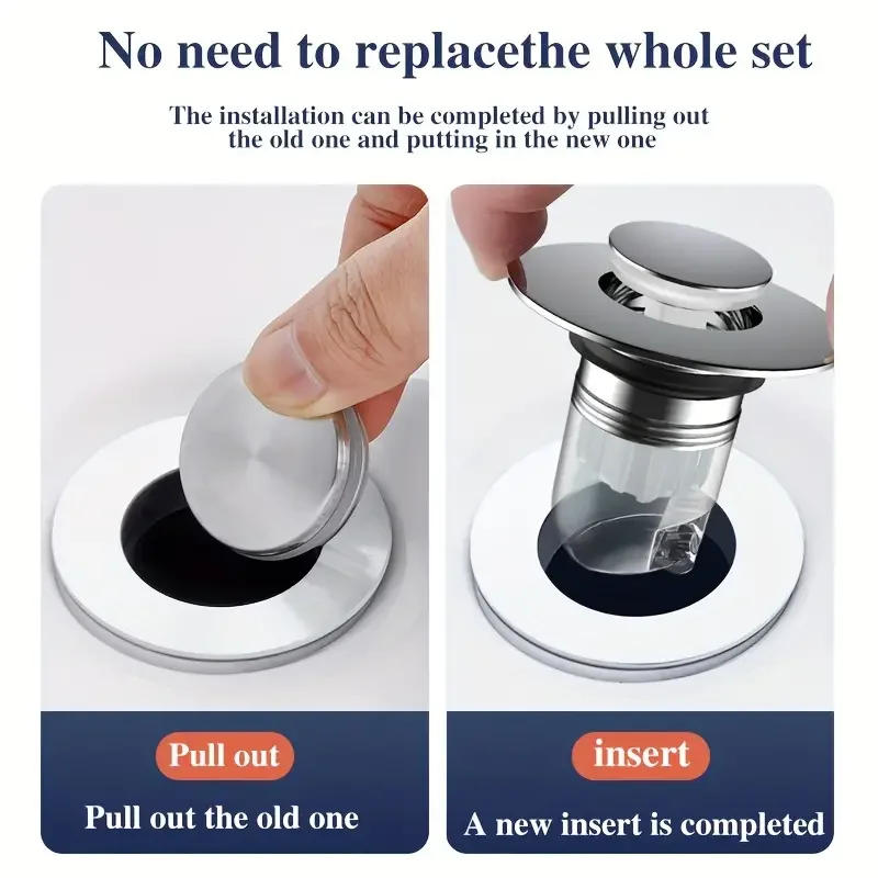 Description Picture 3 of item1PC Washing Basin Face Basin Water Leakage Plug Bathroom Drain Filter Bounce Core Press Type Flip Cover Accessories Universal