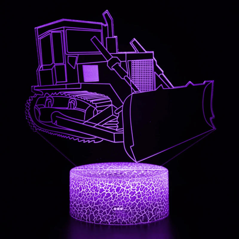 Description Picture 4 of itemBulldozer 3D Night Lights for Children Kids Night Lamp 7 LED Colors Changing Lighting Table Desk Bedroom Decoration Boys Gift