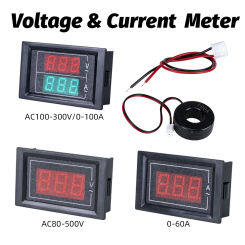 0.56'' Digital Voltmeter Ammeter AC 0-100A AC60-500V  LED Display Voltage Current Meters Tester Detector
