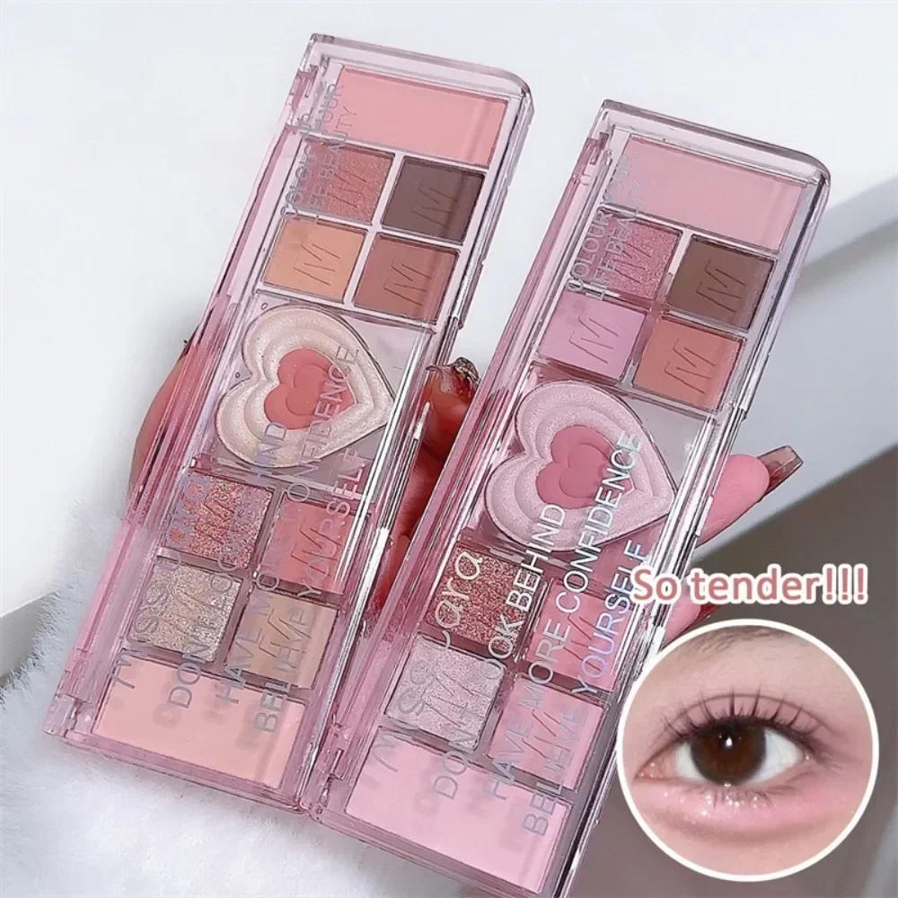 Description Picture 3 of item12Colors Love Heart Pink Eyeshadow Palette Natural Cool Tone Low Saturation Matte Eye Shadow Pallet Brown Korean Makeup Cosmetic