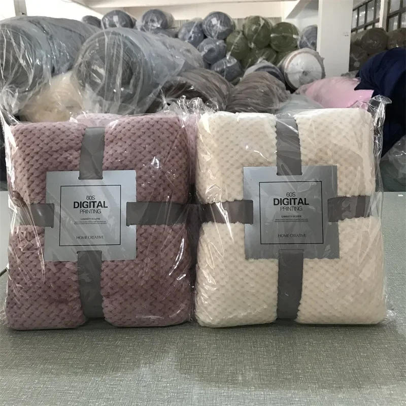 Description Picture 6 of itemThicken Solid Throw Blanket Fluffy Plaid Sofa Blankets King Size Coral Fleece Bedspread For Kids Pet Home Travel Textile