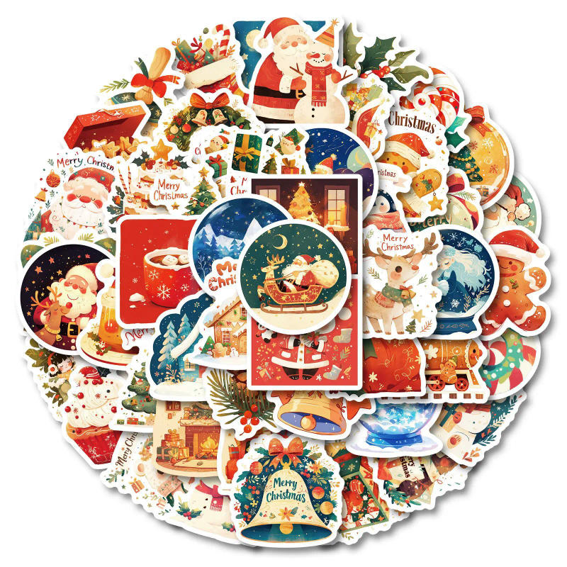 Description Picture 3 of item50pcs Cross-border Christmas Graffiti Stickers Suitable for Helmet Desktop Wall Decoration DIY Sticker Package Wholesale