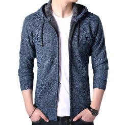 Fashion New Cardigans Men Winter Sweater Korean Mens Clothing Thick Cotton Hood Cardigan Long Sleeve Casual Sweatercoats
