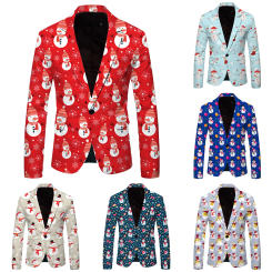New Slim Party Blazers Suit Fashion Blazer Jacket Christmas Print Suit Fit Men's Coat Casual Buttons Buttons Long Sleeve Suit