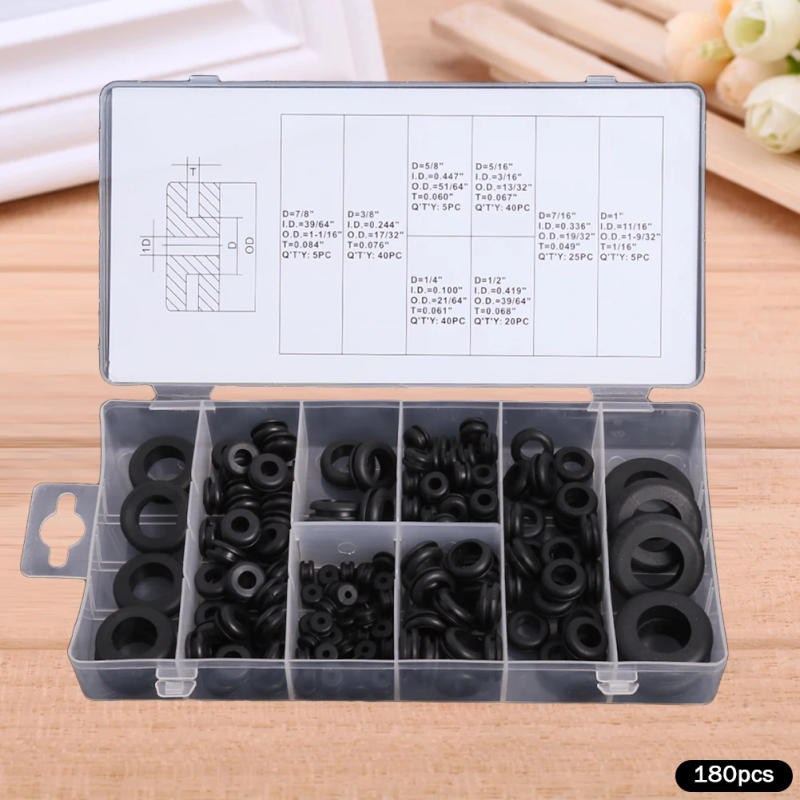 Description Picture 6 of item180pcs Rubber Grommets Kit Flexible and Durable Rubber Washer Tear-resistant Hole Plugs Gasket for Wire Plugs Cables Protection