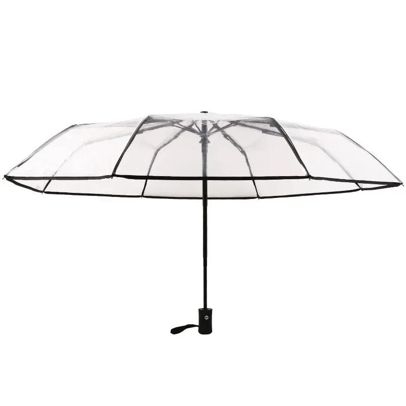 Description Picture 6 of itemTransparent Automatic Rain Umbrella Windproof Auto Folding Black Umbrella Men Women Outdoor Travel Business Foldable Car Parasol