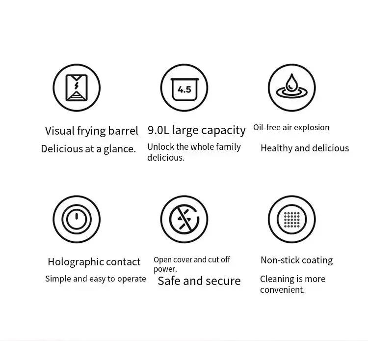 Description Picture 3 of itemShenhua Smart Air Fryers 7L Large-capacity Household Multi-functional Smart Oil-free Smokeless Electric Oven AirFryers 220V