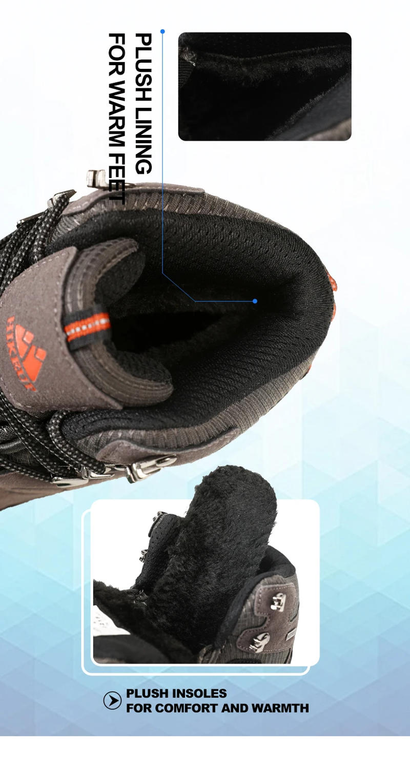 Description Picture 6 of itemHIKEUP Winter Snow Boots Leather Hiking Shoes for Men Fur Sports Men's Designer Boots Outdoor Climbing Trekking Sneakers