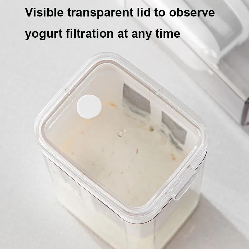 Description Picture 4 of item1100ml Yogurt Filter & Strainer Fine Mesh Transparent Box Homemade Screen Cheese Moisture Seperator Maker for Kitchen