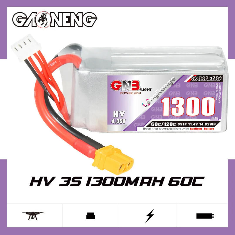 Description Picture 2 of itemGNB 3S 1300mAh 11.4V 60C/120C Lipo Battery With XT60 Plug Softcase for RC Car Truck Buggy FPV Drones Airplane RC Parts