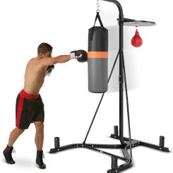 Punching Bag with Stand Adult, Freestanding Boxing Machine with Height Adjustable Speed Ball & Sandbag, Pre Filled Heavy