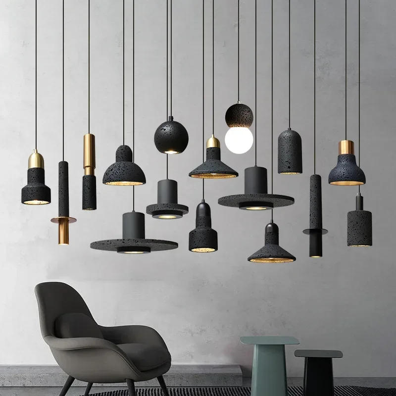 Description Picture 4 of itemNordic Art Retro Industrial Pendant Hanging Lamp Black Hole Stone LED Pendel Lamp For Bar Dining Bedroom Design Chandelier