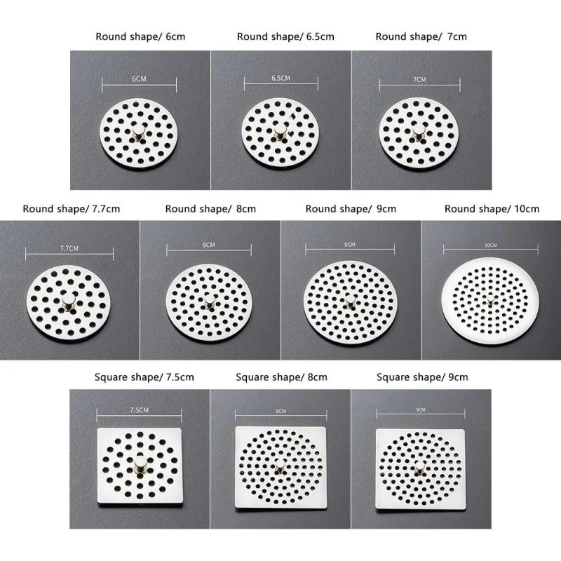Description Picture 3 of itemCreative Stainless Steel Floor Drain Net Cover Round Square Shape with Handle Hair Filter Sink Strainer