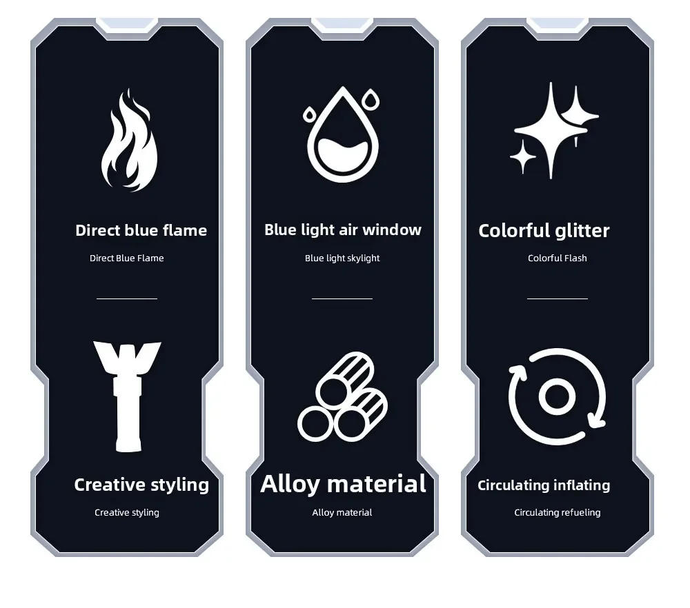 Description Picture 4 of itemNew Fashion Shinlight Stick Inflatable Lighter Gas Electric Dual Use Metal Windproof Visible Window Color Light Outdoor Lighter