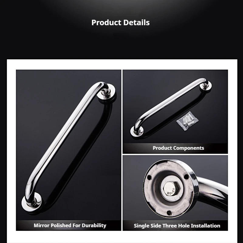 Description Picture 6 of itemStainless Steel Handrail for Bathroom Shower Bath Safety Non-slip Handle Perforated Installation Bathroom Safety & Accessories