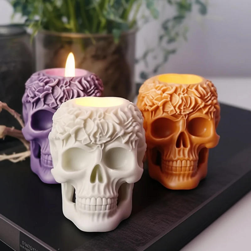Description Picture 2 of itemSkull Scented Candle Silicone Mold Liquid DIY Cake Ice Cube Mold Candle Molds
