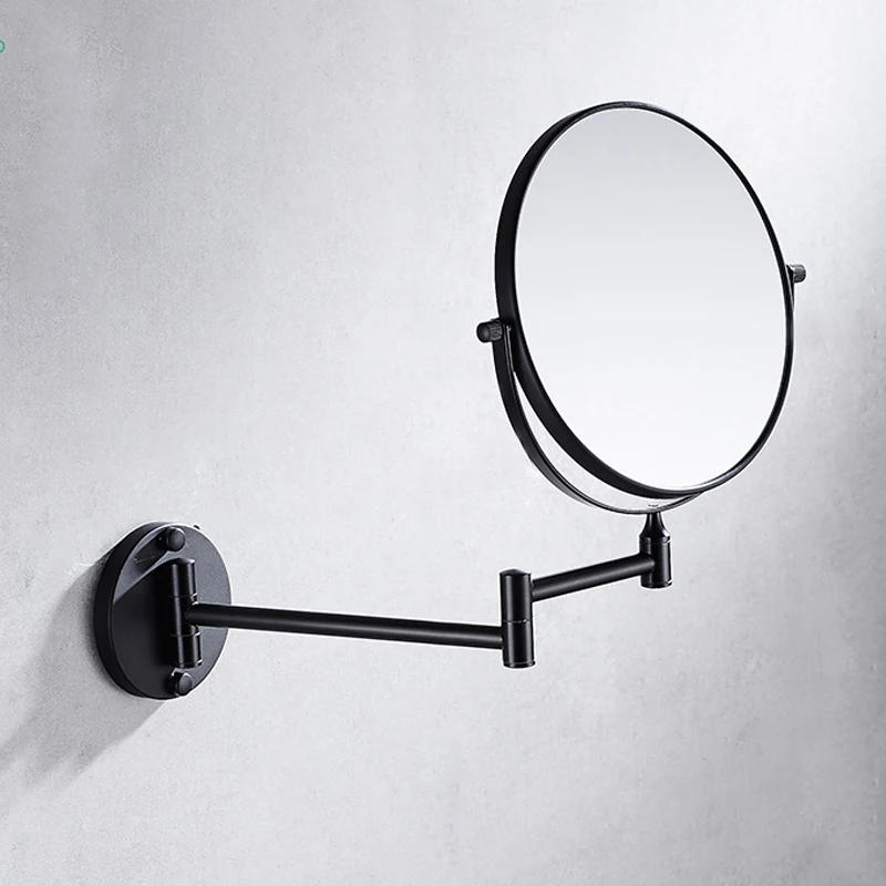 Description Picture 5 of itemFolding Cosmetic Mirror Wall-mounted Punch-free Bathroom Accessories Telescopic Black Metal Magnifying Beauty Round Wall Mirror