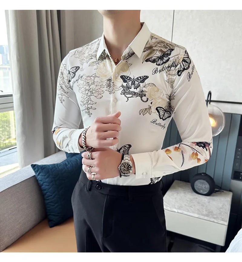 Description Picture 5 of itemMen's Luxury Design Dress Shirt Long Sleeve Button Down Printed Shirt for Party Prom Wedding Shirt