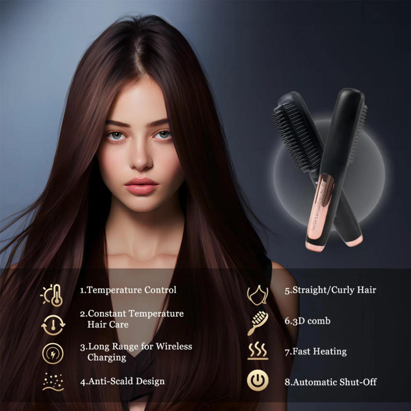 Description Picture 5 of itemElectric Hair Brushes Multifunctional Cordless Hair Straightener Brush Fast Heating Comb Anti-scalding Ceramic Hair Curler