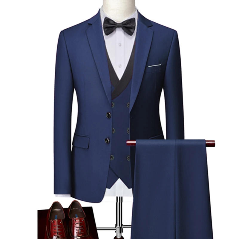Description Picture 3 of item16 Color Basic Style Men's Casual Solid Color 3 Pieces Suits / Male One Button Blazers Jacker Coat Trousers Pants Vest Waistcoat