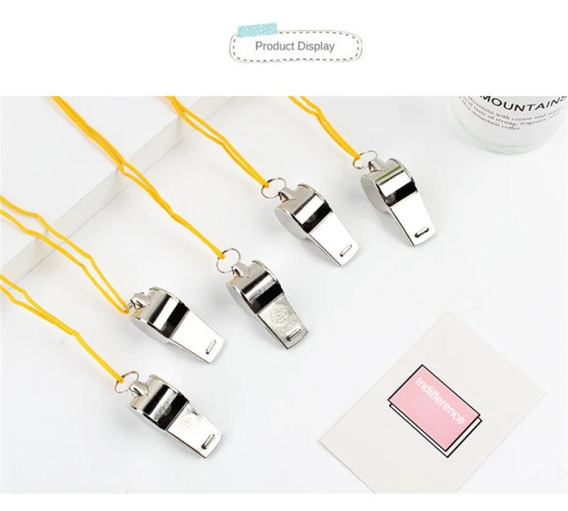 Description Picture 6 of item1pcs Stainless Steel Whistles Referee Sport Rugby Metal Whistle With Rope Party Training Soccer Football Basketball Cheerleading