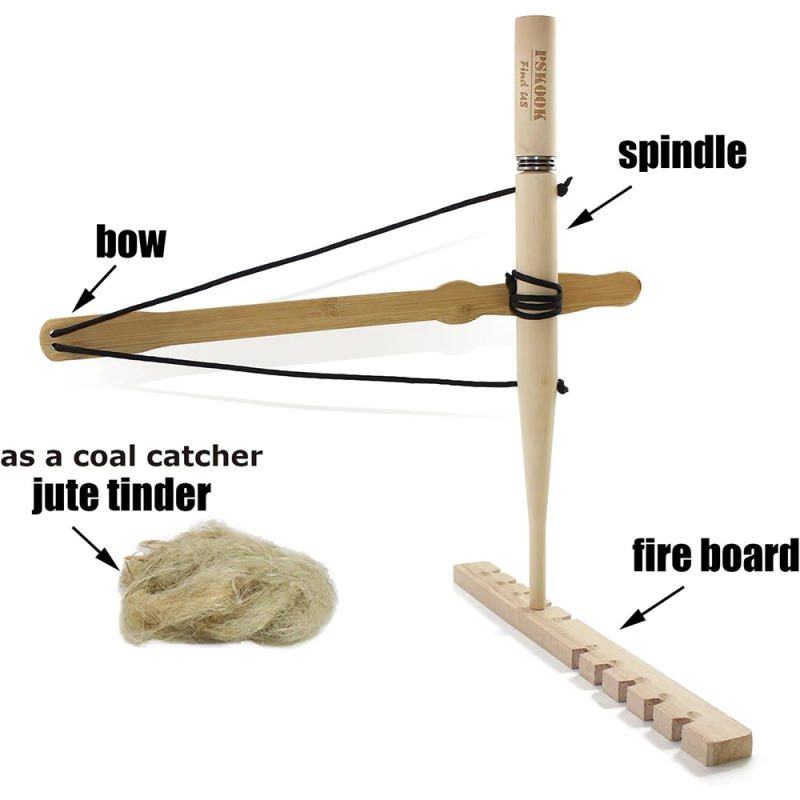 Description Picture 2 of itemPSKOOK Bow Drill Kit Fire Starter Primitive Wood Survival Practice Friction Fire Tool for Scout Outdoor Activity Teaching