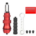 Electric Rivet Adapter 2.4Mm-4.8Mm Rivet Nut Adapter Red Drill Adapter Cordless Riveting Tool Insert Nut Pull Rivet Tool