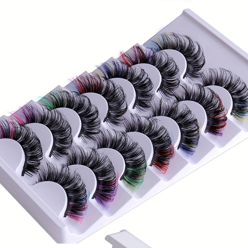 Description Picture 6 of item7 pairs of popular color fake eyelashes, thick and curled, simulated D-curve double eyelid eyelashes