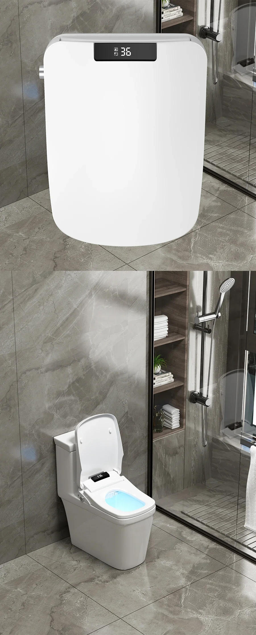 Description Picture 3 of itemSquare Auto Open Smart Toilet Seat Cover Led Display Lid