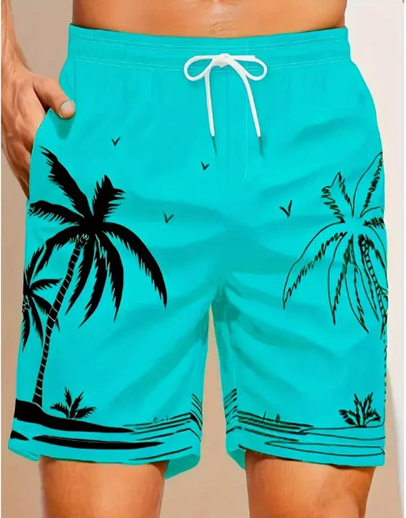 Description Picture 4 of itemSummer Holiday Coconut Tree Print Men's Board Shorts Hawaiian Style Shorts For Beach Stylish Shorts Comfy Shorts Active Shorts