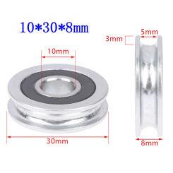 1pc 10*30*8mm U-groove Bearing Pulley With Grooved Non-Standard Concave Wheel Guide Wheel For 5mm Diameter Wire Pope/Track
