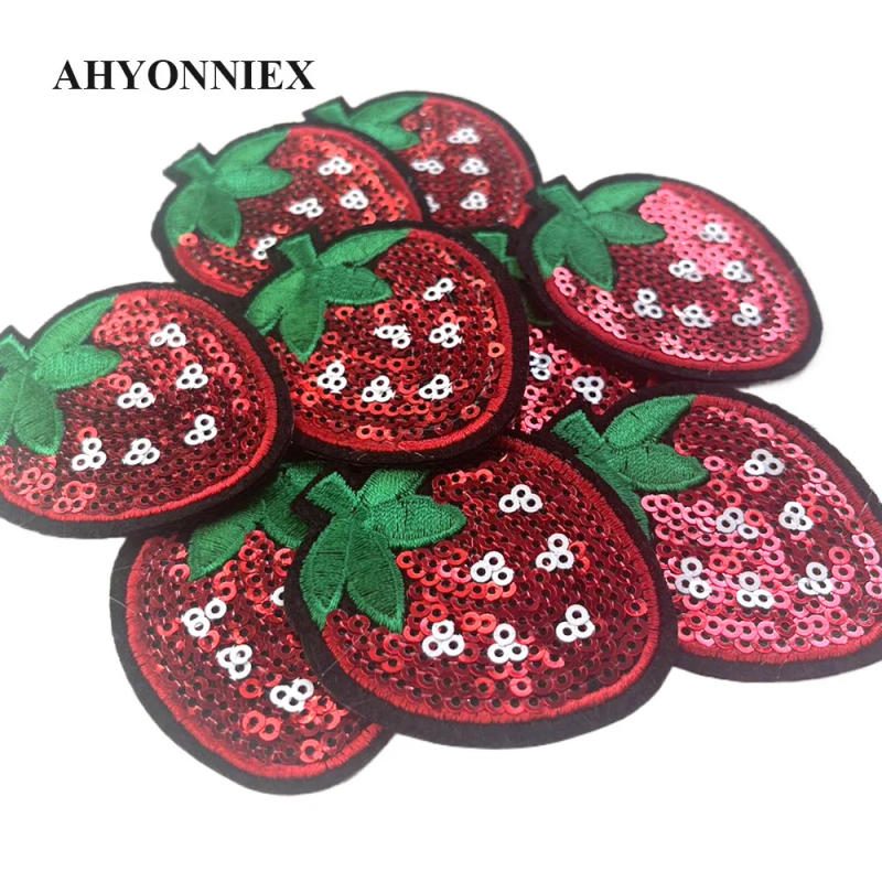 Description Picture 6 of item10pcs Small Strawberry Sequin Patch Cute DIY Appliques Embroidered Iron On Patches For Clothing Parches Bordados Ropa