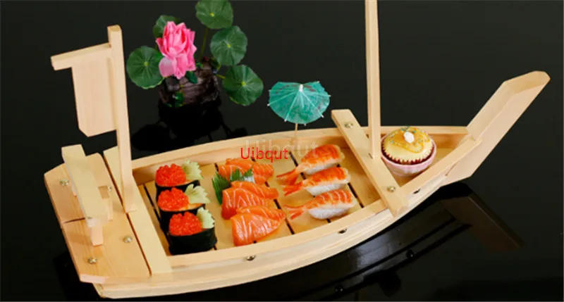 Description Picture 6 of itemBig 40cm to 90cm Japanese Cuisine Sushi Boats tray seafood Tool Wooden Wood Restaurant Handmade ship Sashimi Assorted Cold Dish