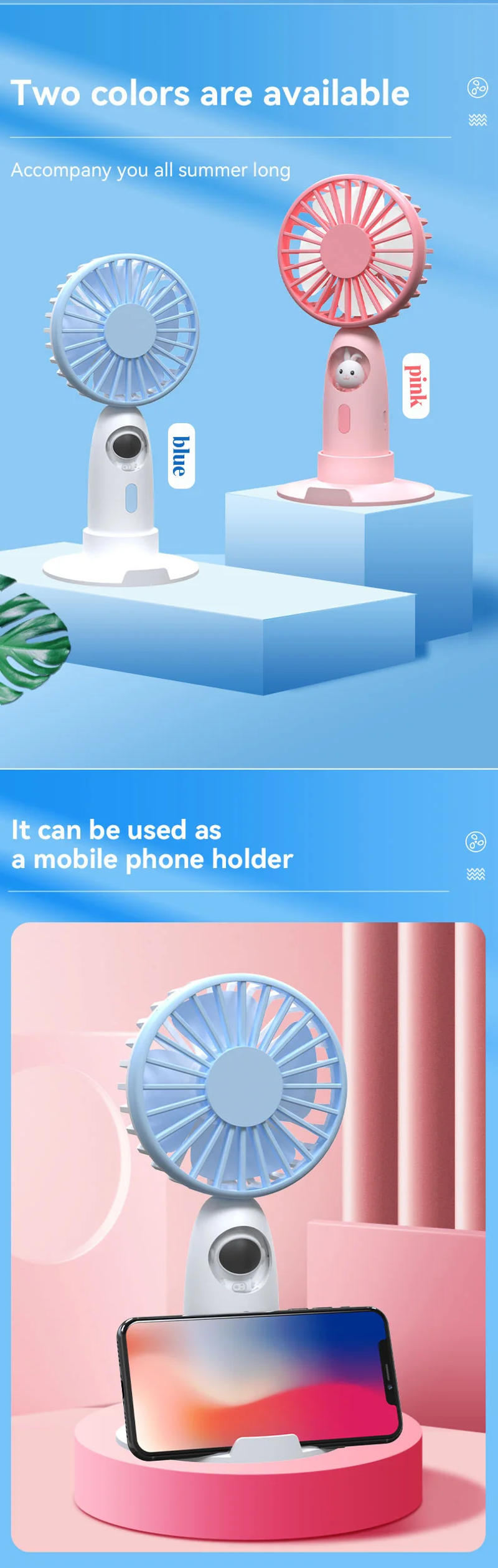 Description Picture 3 of itemMini Handheld Fan,Small Handheld Fan Portable with Base,USB Desk Fan Rechargeable Personal Cooling Fan for Office Travel Outdoor