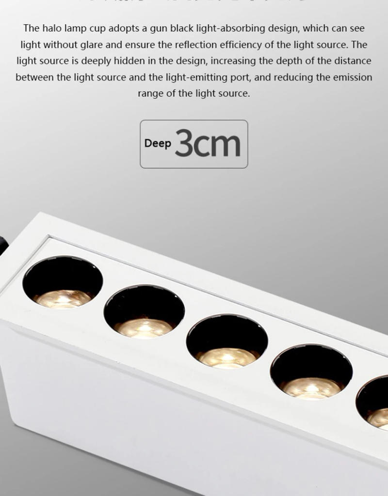 Description Picture 3 of itemGood Quality Recessed LED Spotlight Tuya Zigbee Dimmable Grille Lamp Ceiling Line Light Deep Anti-Glare Long Linear Spot Light