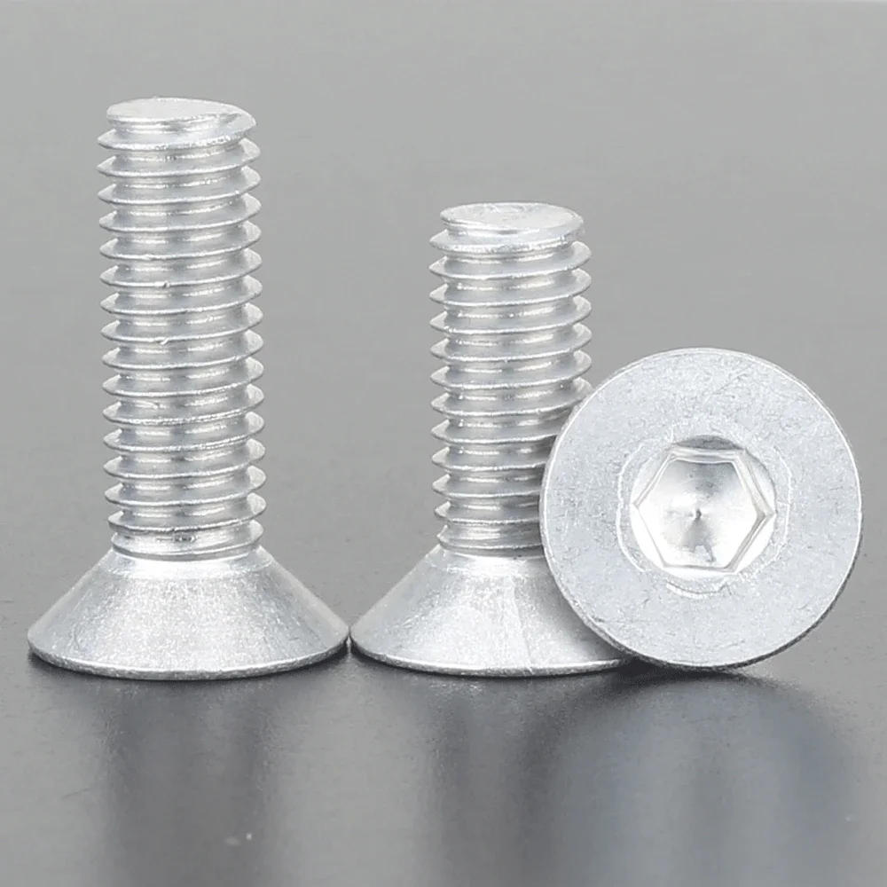 Description Picture 5 of itemM2M4M5M6M8x4/5/6/8/10/12/14/16mm 6063 Aluminum Alloy Flat Head Screw Bolts Hex Socket for Model Aircraft Car DIY