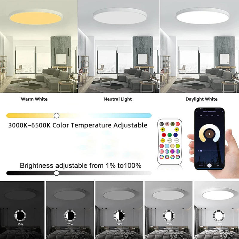 Description Picture 5 of itemSmart WIFI LED Round Ceiling Light RGBCW Tuya APP Dimmable Compatible with Alexa Google Assistant for Bedroom