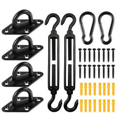 Sun Shade Sail Outdoor 40/44Pcs Heavy Duty 304 Stainless Steel Shade Sail Hardware Kit for Triangle Rectangle