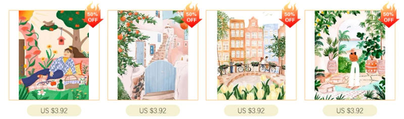 Description Picture 4 of itemRUOPOTY Frame Painting By Numbers Kits Abstract Sunset Landscape Modern Drawing Coloring By Numbers Acrylic Paint For Home Decor