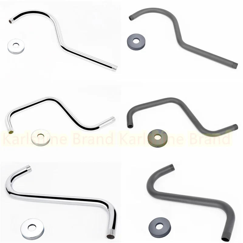 Description Picture 6 of itemStainless Steel Black Shower Head Arm Extension Tube S Shaped Showerhead High Riser Pipe Fixed Bar For Bathroom Accessories