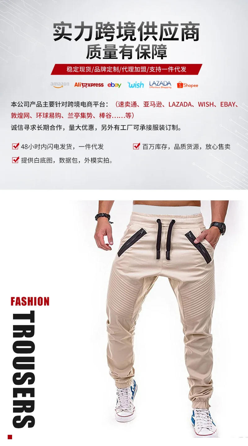 Description Picture 2 of itemSpring and autumn loose sports pants, casual cropped pants, elastic waist, cross-border work attire, leggings, Harlan pants