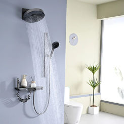Popular Brass Gun Gray Shower Set Wall Mounted Hot And Cold Multifunctional Led Rainfall Shower Head Sets System Panel