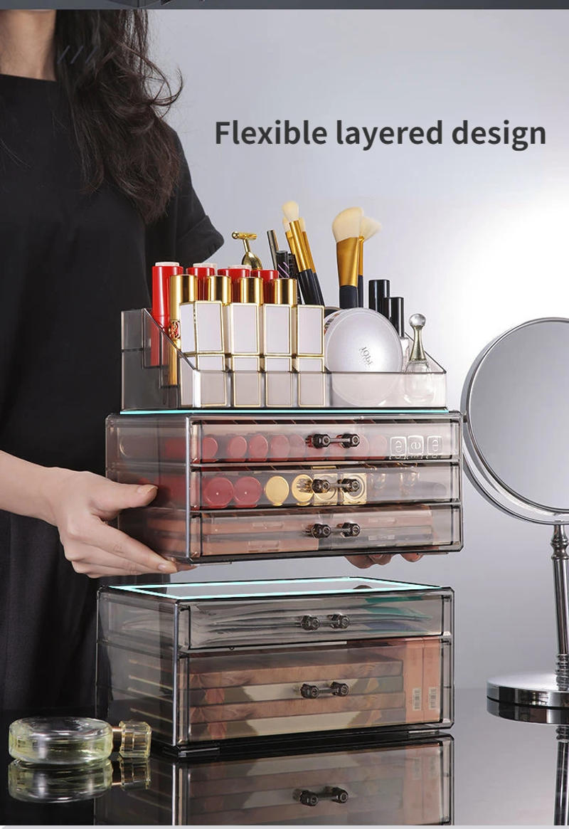 Description Picture 3 of itemDrawer Acrylic Clear Makeup Storage Organizer Large Cosmetic Display Case Stackable Drawers Dresser for Skin Care Makeup Storage