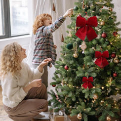 1PCS Christmas Bows Hanging Decorations For Christmas Tree DIY Gold  Red Bowknot For Xmas Wreath New Year 2025